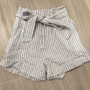 Abercrombie High-Rise Blue & White Striped Tie-Waist Women's Shorts XS
